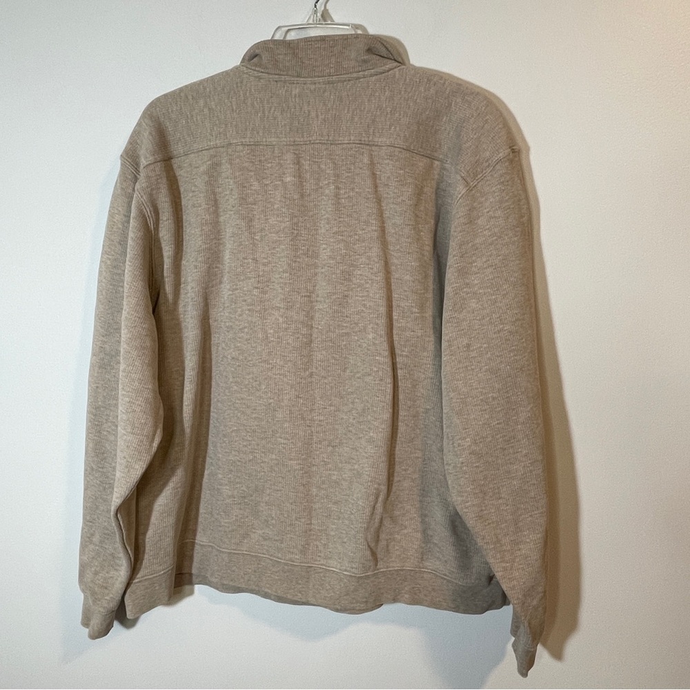 LL Bean 1/4 Zip Pullover Tan Heather Size Large - Picture 3 of 4